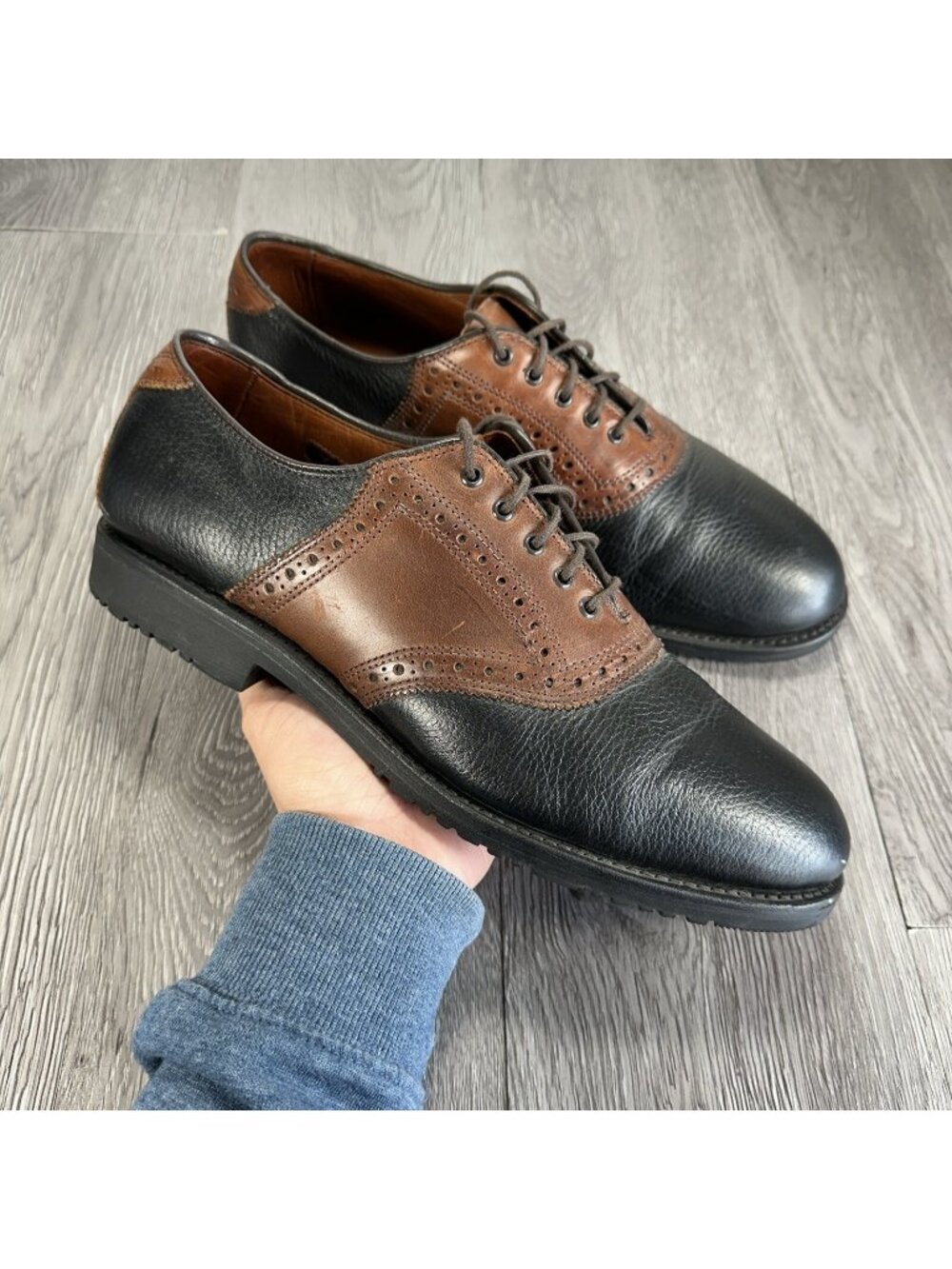 Allen Edmonds The Links Men 9.5 Walnut Brown Back Leather Oxford 8711 Shoes Read